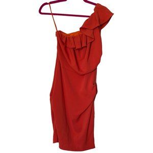 Mark + James By Badgley Mischka Women's Orange Off Shoulder Ruffle Dress Size 0